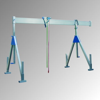 Schnellbau Portalkran - Aluminium - Tragkraft 1.000 kg - Höhe 3.375 mm - Breite 5.100 mm - stationäre Ausführung - klappbar Schnellbau Portalkran - Aluminium - Tragkraft 1.000 kg - Höhe 3.375 mm - Breite 5.100 mm - stationäre Ausführung - klappbar