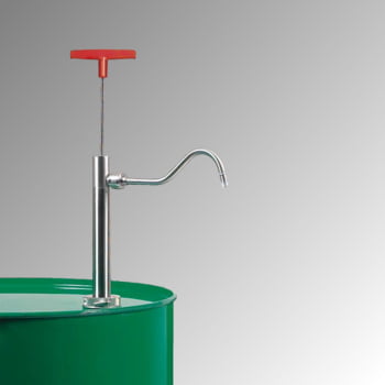 Edelstahl Fasspumpe mit Auslaufbogen - Tauchtiefe 360 mm - Dichtung PTFE, elektrisch leitfähig - für Fässer und Tanks Edelstahl Fasspumpe mit Auslaufbogen - Tauchtiefe 360 mm - Dichtung PTFE, elektrisch leitfähig - für Fässer und Tanks
