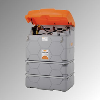 Mobile Outdoor Schmierstoff Tankanlage mit Deckel - Tankstation mit Schlauchaufroller und Zapfpistole - Volumen 1.500 l Mobile Outdoor Schmierstoff Tankanlage mit Deckel - Tankstation mit Schlauchaufroller und Zapfpistole - Volumen 1.500 l