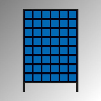 Stationäres Regal mit Sichtlagerkästen einseitig - 48 Kästen - flexibles Stecksystem - robust und kippsicher - 1.510 x 1.010 x 400 mm (HxBxT) Stationäres Regal mit Sichtlagerkästen einseitig - 48 Kästen - flexibles Stecksystem - robust und kippsicher - 1.510 x 1.010 x 400 mm (HxBxT)