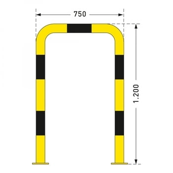 Rammschutz-Bügel Outdoor, Anfahrschutz aus Gütestahl, hochbelastbar, 1.200 mm Höhe, 750 mm Breite, feuerverzinkt und gelb kunststoffbeschichtet Rammschutz-Bügel Outdoor, Anfahrschutz aus Gütestahl, hochbelastbar, 1.200 mm Höhe, 750 mm Breite, feuerverzinkt und gelb kunststoffbeschichtet
