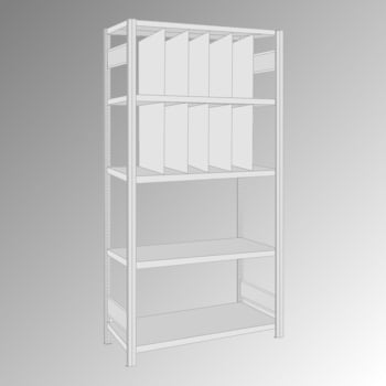 Fachbodenregal - 150 kg - 5 Fachböden - 10 Stecktrennwände - 2.000 x 1.005 x 500 mm (HxBxT) - Grundregal - verzinkt Fachbodenregal - 150 kg - 5 Fachböden - 10 Stecktrennwände - 2.000 x 1.005 x 500 mm (HxBxT) - Grundregal - verzinkt