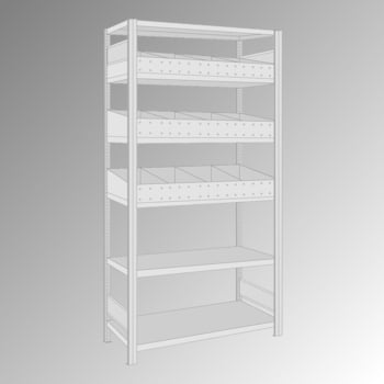 Fachbodenregal - 150 kg - 3 Fachböden - 3 Schüttensets - 2.000 x 1.005 x 500 mm (HxBxT) - Grundregal - verzinkt Fachbodenregal - 150 kg - 3 Fachböden - 3 Schüttensets - 2.000 x 1.005 x 500 mm (HxBxT) - Grundregal - verzinkt