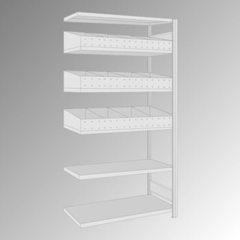 Fachbodenregal - 150 kg - 3 Fachböden - 3 Schüttensets - 2.000 x 1.005 x 500 mm (HxBxT) - Anbauregal - verzinkt Fachbodenregal - 150 kg - 3 Fachböden - 3 Schüttensets - 2.000 x 1.005 x 500 mm (HxBxT) - Anbauregal - verzinkt
