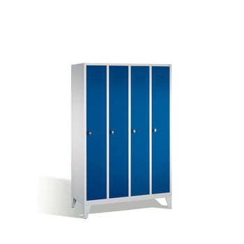 Stahl-Garderobenschrank, Umkleide, Spindschrank mit Füßen, 5 Abteile je 300 mm, Türfarbe enzianblau (RAL 5010) , 1.850 x 1.480 x 500 mm (HxBxT) Stahl-Garderobenschrank, Umkleide, Spindschrank mit Füßen, 5 Abteile je 300 mm, Türfarbe enzianblau (RAL 5010) , 1.850 x 1.480 x 500 mm (HxBxT)