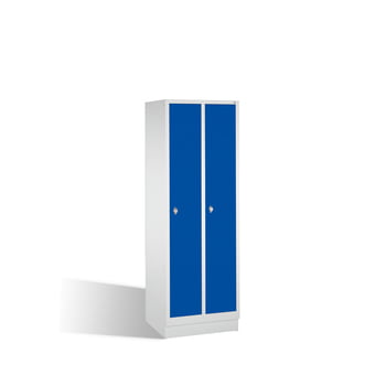 Stahl-Garderobenschrank, Umkleide, Spindschrank mit Sockel, 1 Abteil 300 mm, Türfarbe enzianblau (RAL 5010), 1800 x 320 x 500 mm (HxBxT) Stahl-Garderobenschrank, Umkleide, Spindschrank mit Sockel, 1 Abteil 300 mm, Türfarbe enzianblau (RAL 5010), 1800 x 320 x 500 mm (HxBxT)