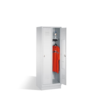 Stahl-Garderobenschrank, Umkleide, Spindschrank mit Sockel, 1 Abteil 400 mm, Türfarbe lichtgrau (RAL 7035), 1800 x 420 x 500 mm (HxBxT) Stahl-Garderobenschrank, Umkleide, Spindschrank mit Sockel, 1 Abteil 400 mm, Türfarbe lichtgrau (RAL 7035), 1800 x 420 x 500 mm (HxBxT)