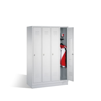 Stahl-Garderobenschrank, Umkleide, Spindschrank mit Sockel, 5 Abteile je 300 mm, Türfarbe lichtgrau (RAL 7035), 1800 x 1.480 x 500 mm (HxBxT) Stahl-Garderobenschrank, Umkleide, Spindschrank mit Sockel, 5 Abteile je 300 mm, Türfarbe lichtgrau (RAL 7035), 1800 x 1.480 x 500 mm (HxBxT)