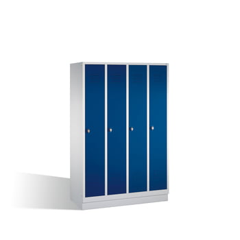 Stahl-Garderobenschrank, Umkleide, Spindschrank mit Sockel, 5 Abteile je 300 mm, Türfarbe enzianblau (RAL 5010), 1800 x 1.480 x 500 mm (HxBxT) Stahl-Garderobenschrank, Umkleide, Spindschrank mit Sockel, 5 Abteile je 300 mm, Türfarbe enzianblau (RAL 5010), 1800 x 1.480 x 500 mm (HxBxT)