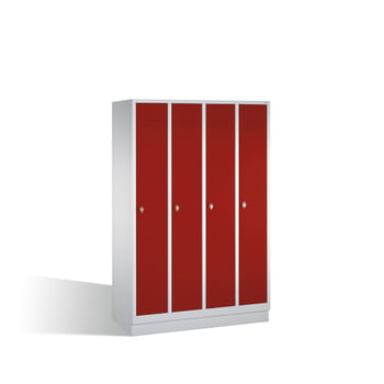 Stahl-Garderobenschrank, Umkleide, Spindschrank mit Sockel, 5 Abteile je 300 mm, Türfarbe rubinrot (RAL 3003), 1800 x 1.480 x 500 mm (HxBxT) Stahl-Garderobenschrank, Umkleide, Spindschrank mit Sockel, 5 Abteile je 300 mm, Türfarbe rubinrot (RAL 3003), 1800 x 1.480 x 500 mm (HxBxT)