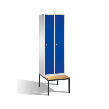 Stahl-Garderobenschrank, Umkleide, Spindschrank, Sitzbank untergeb., 1 Abteil 300 mm, Türfarbe enzianblau (RAL 5010), 2.090 x 320 x 815 mm (HxBxT) Produktbild 0 Stahl-Garderobenschrank, Umkleide, Spindschrank, Sitzbank untergeb., 1 Abteil 300 mm, Türfarbe enzianblau (RAL 5010), 2.090 x 320 x 815 mm (HxBxT) online kaufen - Verwendung 0