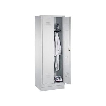 Doppel-Spindschrank mit Doppeltür, Umkleide, Garderobe, 2 Abteile a 300 mm, Türfarbe lichtgrau, 1.800 x 610 x 500 mm (HxBxT) Doppel-Spindschrank mit Doppeltür, Umkleide, Garderobe, 2 Abteile a 300 mm, Türfarbe lichtgrau, 1.800 x 610 x 500 mm (HxBxT)