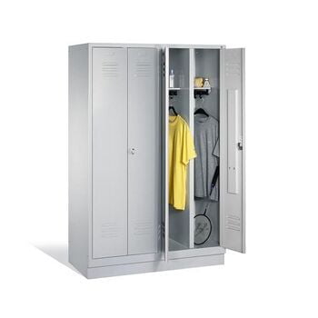 Doppel-Spindschrank mit 2 Doppeltüren, Umkleide, Garderobe, 4 Abteile a 300 mm, Türfarbe lichtgrau, 1.800 x 1.190 x 500 mm (HxBxT) Doppel-Spindschrank mit 2 Doppeltüren, Umkleide, Garderobe, 4 Abteile a 300 mm, Türfarbe lichtgrau, 1.800 x 1.190 x 500 mm (HxBxT)