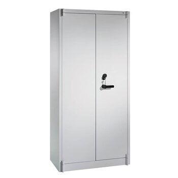 Feuergeschützter Büroschrank, Aktenschrank, Klasse A1, DIN 4102, 4 Fachböden, Korpus lichtgrau, Türen lichtgrau, 1.950 x 930 x 500 mm (HxBxT) Feuergeschützter Büroschrank, Aktenschrank, Klasse A1, DIN 4102, 4 Fachböden, Korpus lichtgrau, Türen lichtgrau, 1.950 x 930 x 500 mm (HxBxT)
