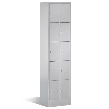Schließfachschrank, Wertfachschrank, Spindschrank, 10 Fächer (5 x 2), Korpus lichtgrau, Türfarbe lichtgrau, 1.950 x 460 x 480 mm (HxBxT) Schließfachschrank, Wertfachschrank, Spindschrank, 10 Fächer (5 x 2), Korpus lichtgrau, Türfarbe lichtgrau, 1.950 x 460 x 480 mm (HxBxT)