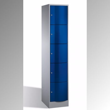 Wertfachschrank, Schließfachschrank, vandalismussicher, Stahl, Zylinderschloss, 5 Fächer (5 x 1), Türfarbe lichtgrau, 1.950 x 396 x 540 mm (HxBxT) Wertfachschrank, Schließfachschrank, vandalismussicher, Stahl, Zylinderschloss, 5 Fächer (5 x 1), Türfarbe lichtgrau, 1.950 x 396 x 540 mm (HxBxT)