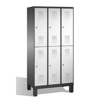 Schließfachschrank, Fächerschrank, Spindschrank, 6 Fächer (2 x 3) je 400 mm, Farbe lichtgrau, Türen enzianblau, 1.850 x 1.200 x 500 mm (HxBxT) Schließfachschrank, Fächerschrank, Spindschrank, 6 Fächer (2 x 3) je 400 mm, Farbe lichtgrau, Türen enzianblau, 1.850 x 1.200 x 500 mm (HxBxT)