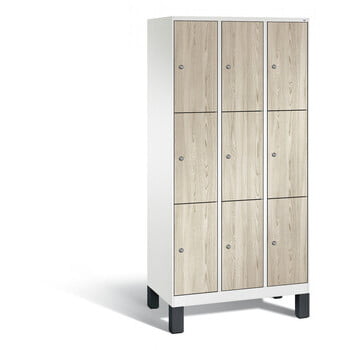 Schließfachschrank, Fächerschrank, Spindschrank, 9 Fächer (3 x 3) a 400 mm, Farbe lichtgrau, Türen Holzdekor Esche, 1.850 x 1.200 x 500 mm (HxBxT) Produktbild 0 Schließfachschrank, Fächerschrank, Spindschrank, 9 Fächer (3 x 3) a 400 mm, Farbe lichtgrau, Türen Holzdekor Esche, 1.850 x 1.200 x 500 mm (HxBxT) online kaufen - Verwendung 0