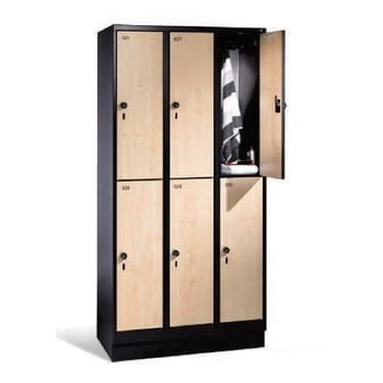 Schließfachschrank, Fächerschrank, Spindschrank, 6 Fächer (2 x 3) a 400 mm, Farbe schwarzgrau, Türen Holzdekor Ahorn, 1.800 x 1.200 x 500 mm (HxBxT) Produktbild 0 Schließfachschrank, Fächerschrank, Spindschrank, 6 Fächer (2 x 3) a 400 mm, Farbe schwarzgrau, Türen Holzdekor Ahorn, 1.800 x 1.200 x 500 mm (HxBxT) online kaufen - Verwendung 0
