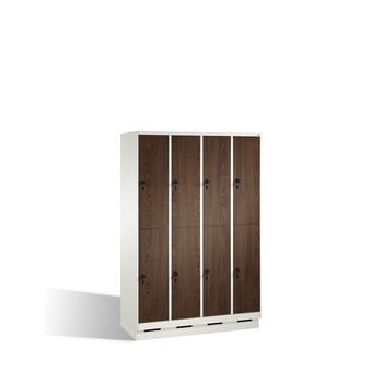 Schließfachschrank, Fächerschrank, Spindschrank, 8 Fächer (2 x4) a 300 mm, Farbe lichtgrau, Türen Holzdekor Esche, 1.800 x 1.200 x 500 mm (HxBxT) Schließfachschrank, Fächerschrank, Spindschrank, 8 Fächer (2 x4) a 300 mm, Farbe lichtgrau, Türen Holzdekor Esche, 1.800 x 1.200 x 500 mm (HxBxT)