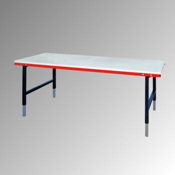 Packtisch - Traglast 300 kg - höhenverstellbar 690-960 mm - 2.000 x 920 mm (BxT) - anthrazit/rubinrot Packtisch - Traglast 300 kg - höhenverstellbar 690-960 mm - 2.000 x 920 mm (BxT) - anthrazit/rubinrot