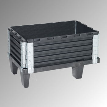 Palettenaufsatzrahmen für Viertelpalette (600 x 400 mm) - faltbar - 4 Scharniere - Nutzhöhe 200 mm - schwarz Palettenaufsatzrahmen für Viertelpalette (600 x 400 mm) - faltbar - 4 Scharniere - Nutzhöhe 200 mm - schwarz