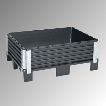 Palettenaufsatzrahmen für Halbpalette (800 x 600 mm) - faltbar - 4 Scharniere - Nutzhöhe 200 mm - schwarz Palettenaufsatzrahmen für Halbpalette (800 x 600 mm) - faltbar - 4 Scharniere - Nutzhöhe 200 mm - schwarz