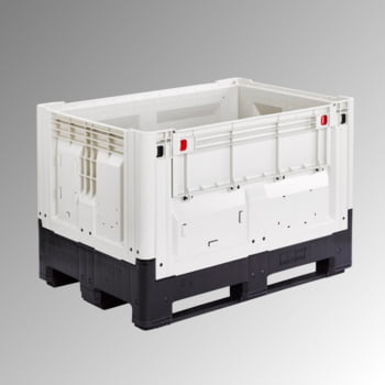 Palettenbox mit Kufen - Polyethylen - klappbar - Traglast 650 kg - 805 x 1.200 x 1.000 mm (HxBxT) - weiß/schwarz Palettenbox mit Kufen - Polyethylen - klappbar - Traglast 650 kg - 805 x 1.200 x 1.000 mm (HxBxT) - weiß/schwarz
