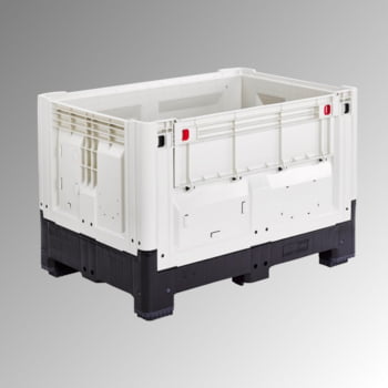 Palettenbox mit Füßen - Polyethylen - klappbar - Traglast 850 kg - 973 x 1.200 x 1.000 mm (HxBxT) - elfenbein/schwarz Palettenbox mit Füßen - Polyethylen - klappbar - Traglast 850 kg - 973 x 1.200 x 1.000 mm (HxBxT) - elfenbein/schwarz