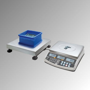 Zählwaagen-System - Wägebereich 300 kg - Wiegeschritte 0,1/5 g - Edelstahl Wägeplatte 500 x 650 mm (BxT) Zählwaagen-System - Wägebereich 300 kg - Wiegeschritte 0,1/5 g - Edelstahl Wägeplatte 500 x 650 mm (BxT)