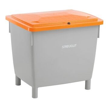HDPE Universalbehälter für Streugut und andere Stoffe, robust und abschließbar, 400 l Volumen, 930 x 945 x 725 mm (HxBxT), grau/orange HDPE Universalbehälter für Streugut und andere Stoffe, robust und abschließbar, 400 l Volumen, 930 x 945 x 725 mm (HxBxT), grau/orange