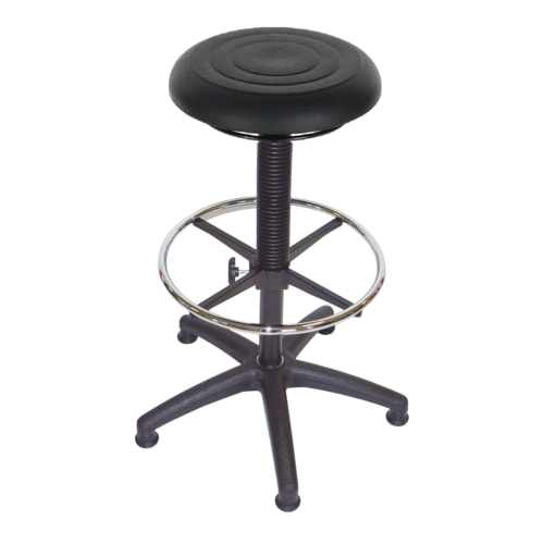 Hocker, Stehhilfe mit Fußring - Sitzhöhe 550 - 810 mm - PU Schaum - Kunststoff Fußkreuz mit Gleitern