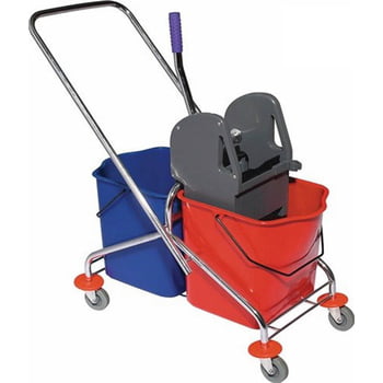 Reinigungswagen, Putzwagen, Doppelfahreimer, Clean Trolley, 2 x 27 l Volumen mit Schubstage und 4 Lenkrollen, Doppelbacken-Mopp-Presse mit Hebel Reinigungswagen, Putzwagen, Doppelfahreimer, Clean Trolley, 2 x 27 l Volumen mit Schubstage und 4 Lenkrollen, Doppelbacken-Mopp-Presse mit Hebel
