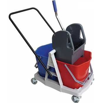 Reinigungswagen, Putzwagen, Doppelfahreimer, Clean Trolley, 2 x 17 l Volumen mit Schubstage und 4 Lenkrollen, Doppelbacken-Mopp-Presse mit Hebel Reinigungswagen, Putzwagen, Doppelfahreimer, Clean Trolley, 2 x 17 l Volumen mit Schubstage und 4 Lenkrollen, Doppelbacken-Mopp-Presse mit Hebel