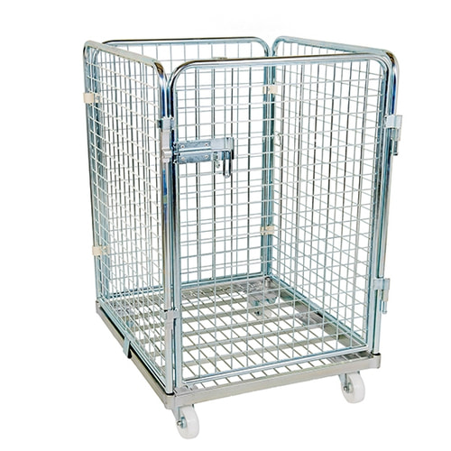 Die Abbildung zeigt den Rollwagen mit Drahtgitterboden
