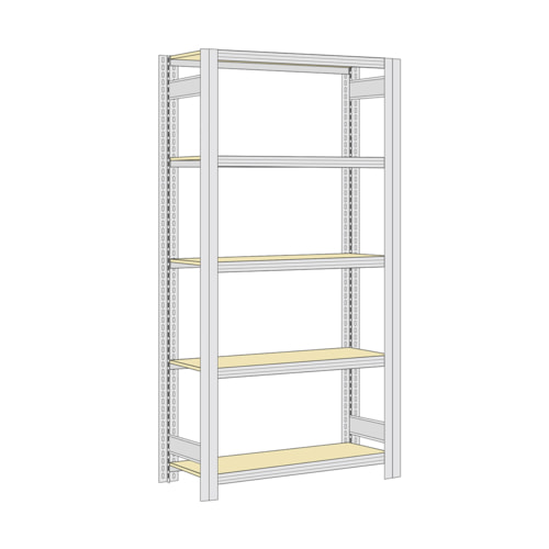 Skizze Grundregal, hier in der Ausführung mit 5 Spanholzböden
