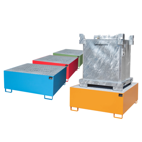 BAUER Auffangwanne mit Gitterrost - 1 x IBC - Volumen 1.000 l - Farbe wählbar