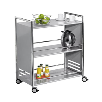 Servierwagen - Tragkraft 40 kg - (HxBxT) 840 x 400 x 700 mm - 3 Böden - Chrom/silber Servierwagen - Tragkraft 40 kg - (HxBxT) 840 x 400 x 700 mm - 3 Böden - Chrom/silber