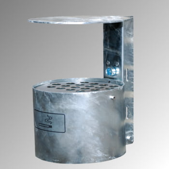 Rundascher - 4 l - mit Haube - Wand- o. Pfostenmontage - Aschenbecher - verzinkt Rundascher - 4 l - mit Haube - Wand- o. Pfostenmontage - Aschenbecher - verzinkt