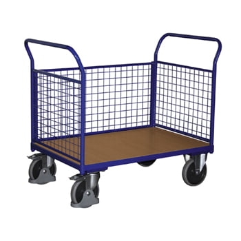 Gitter-Transportwagen, Dreiwand - Tragkraft 500 kg - Ladefläche 775 x 1.200 mm - Drahtgitterwände Gitter-Transportwagen, Dreiwand - Tragkraft 500 kg - Ladefläche 775 x 1.200 mm - Drahtgitterwände