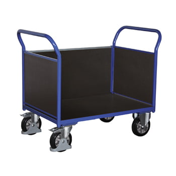 Schwerlast-Transportwagen, Dreiwandwagen - Tragkraft 1.000 kg - Ladefläche 765 x 1.195 mm (BxT) - Holzwände Schwerlast-Transportwagen, Dreiwandwagen - Tragkraft 1.000 kg - Ladefläche 765 x 1.195 mm (BxT) - Holzwände