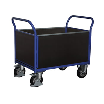Schwerlast-Transportwagen, Vierwandwagen - Tragkraft 1.000 kg - Ladefläche 650 x 995 mm (BxT) - Holzwände Schwerlast-Transportwagen, Vierwandwagen - Tragkraft 1.000 kg - Ladefläche 650 x 995 mm (BxT) - Holzwände