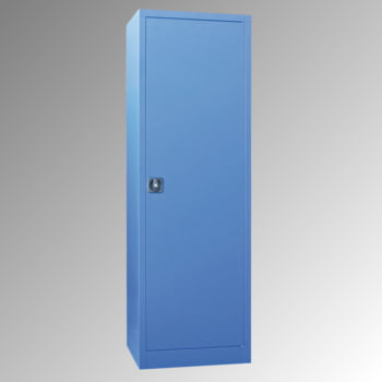 Flügeltürenschrank - Vollblechtür - 1.950x640x500 mm (HxBxT) - 4 Einlegeböden verzinkt - Zylinderschloss - lichtgrau/enzianblau Flügeltürenschrank - Vollblechtür - 1.950x640x500 mm (HxBxT) - 4 Einlegeböden verzinkt - Zylinderschloss - lichtgrau/enzianblau