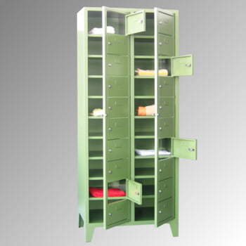 Schließfachschrank - 20 Fächer a 315 mm - 1.850x770x500 mm (HxBxT) - Füße - Zylinderschloss - lichtgrau/enzianblau Schließfachschrank - 20 Fächer a 315 mm - 1.850x770x500 mm (HxBxT) - Füße - Zylinderschloss - lichtgrau/enzianblau
