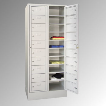 Schließfachschrank - 20 Fächer a 315 mm - 1.850x770x500 mm (HxBxT) - Sockel - Zylinderschloss - enzianblau Schließfachschrank - 20 Fächer a 315 mm - 1.850x770x500 mm (HxBxT) - Sockel - Zylinderschloss - enzianblau