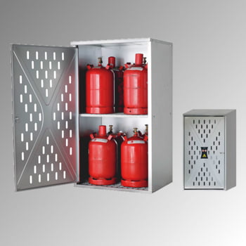 Gasflaschenschrank, Flaschenschrank, für 5 kg, 11 kg oder 33 kg Propangas, Flüssiggas, Rückwand, Bodenrost, Zwischenrost, 1.500 x 840 x 690 mm (HxBxT) Gasflaschenschrank, Flaschenschrank, für 5 kg, 11 kg oder 33 kg Propangas, Flüssiggas, Rückwand, Bodenrost, Zwischenrost, 1.500 x 840 x 690 mm (HxBxT)