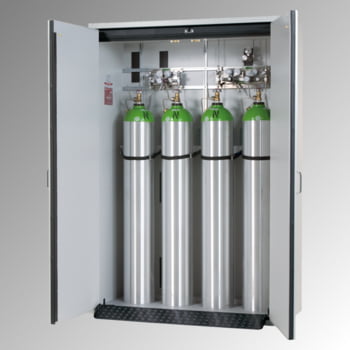 Druckgasflaschenschrank, Gasflaschenschrank, für 4 x 50 l,Gasflaschen, Schutzgas, Feuerwiderstand G30, 2.050 x 1.398 x 616 mm (HxBxT), lichtgrau Druckgasflaschenschrank, Gasflaschenschrank, für 4 x 50 l,Gasflaschen, Schutzgas, Feuerwiderstand G30, 2.050 x 1.398 x 616 mm (HxBxT), lichtgrau