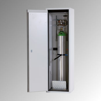 Druckgasflaschenschrank, Gasflaschenschrank, für 1 x 50 l Gasflasche, Schutzgas, Feuerwiderstand G90, 2.050 x 598 x 615 mm, lichtgrau Druckgasflaschenschrank, Gasflaschenschrank, für 1 x 50 l Gasflasche, Schutzgas, Feuerwiderstand G90, 2.050 x 598 x 615 mm, lichtgrau