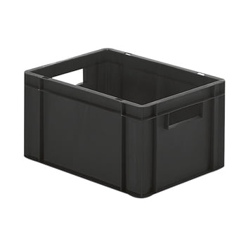 Transport-Stapelbehälter - Volumen 18 l - ESD - PP, schwarz - 210 x 300 x 400 mm (HxBxT) - 4 Stk. Transport-Stapelbehälter - Volumen 18 l - ESD - PP, schwarz - 210 x 300 x 400 mm (HxBxT) - 4 Stk.