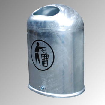 Ovaler Abfallbehälter für Wand-/Pfostenmontage - 45 l - mit Aufkleber - Eisenglimmer Ovaler Abfallbehälter für Wand-/Pfostenmontage - 45 l - mit Aufkleber - Eisenglimmer